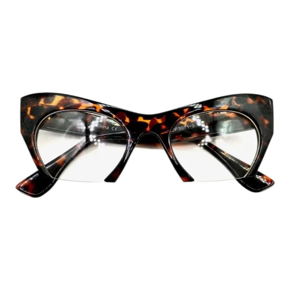 Cat Eye Glasses Women OS Tortoise New Dramatic Semi-Rimless Oversized JP3071-3
